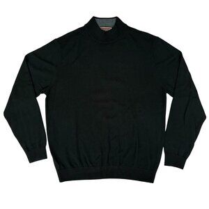 Patrick James Black Merino Wool Mock Neck Sweater - Men's Large